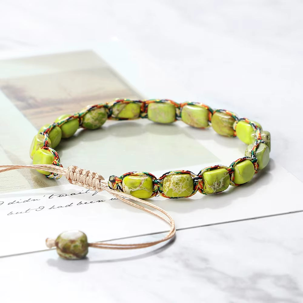Fair Trade Handcrafted Imperial Stone Bracelet | Boho Adjustable Intention Bangle