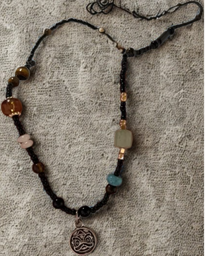 Artisan 'Ping An Lock' Bone Chain Necklace | Protection Amulet with New Chinese Retro Design