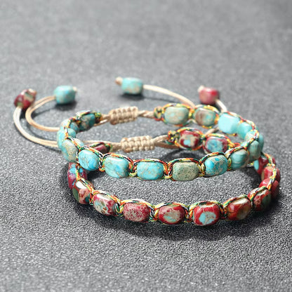 Fair Trade Handcrafted Imperial Stone Bracelet | Boho Adjustable Intention Bangle