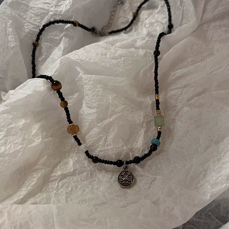 Artisan 'Ping An Lock' Bone Chain Necklace | Protection Amulet with New Chinese Retro Design