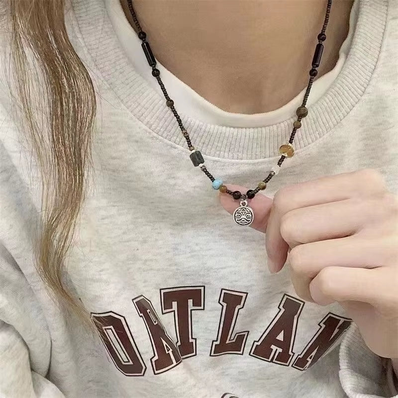 Artisan 'Ping An Lock' Bone Chain Necklace | Protection Amulet with New Chinese Retro Design